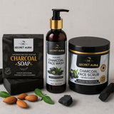 Charcoal Face Wash, Soap Bar and Face Scrub